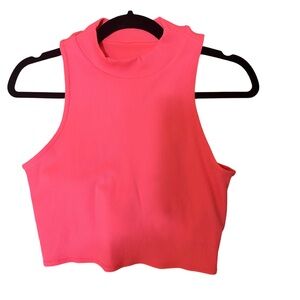 Bright Pink Alo Bra Top with an open back and Built in Removable Pads